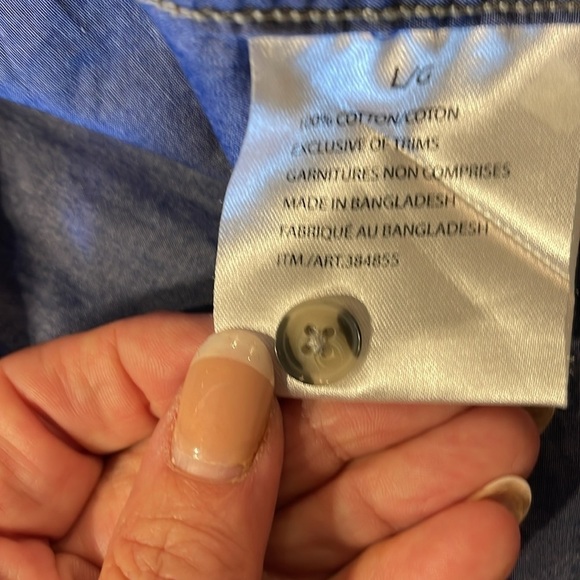 Weatherproof L 100% cotton soft blue long sleeve shirt with 2 pockets - Picture 4 of 5